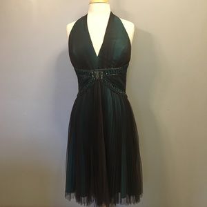 Badgley Mischka Sequin Silk Halter